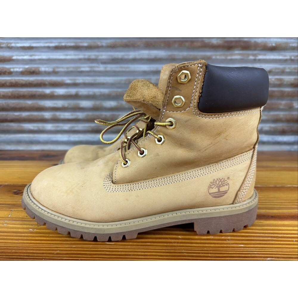 Timberland Premium 6 Inch Waterproof Boots Wheat Nubuck Juniors Kids Size 7M